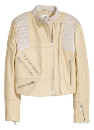 Шикарна шкіряна куртка h&m studio s/s 2016 beige leather women jacket