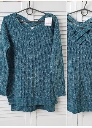 Акриловий светр оверсайз з відкритою спиною кофта в'язана