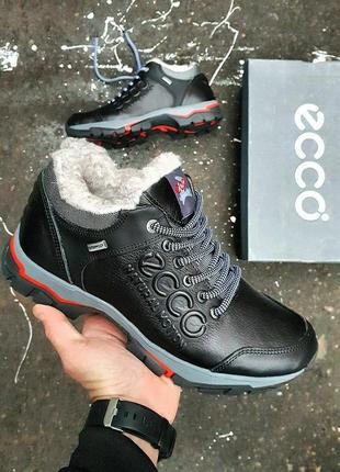 Кроссовки зимние кожаные мужские ecco winter sneakers
•black