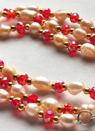 Набір намисто, браслет, сережки з натуральних перлів8 фото
