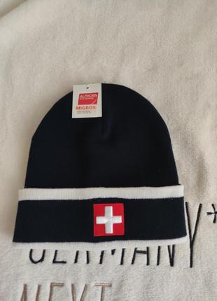 Швейцарська шапка – темно-синій і білий1 фото