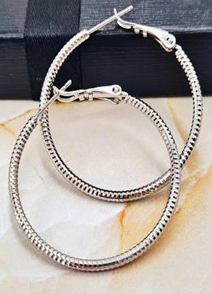 Сережки срібні кільця біжутерія xuping 3,5 см, жіночі сережки круглі невеликі під срібло