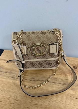 Жіноча сумка сумочка guess aileen 4g logo beige