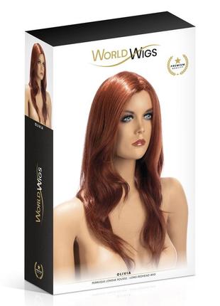 Чубчик довге волосся хвилясте руде перука world wigs olivia long redhead2 фото