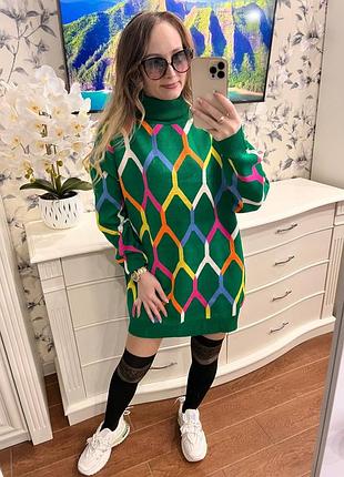 Свитер платье туника вязаное