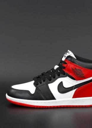 Зимние женские кроссовки nike air jordan 1 red white (мех) 36-37-38-39-40-411 фото