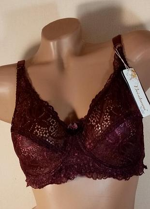 Бордовий бюстгальтер мереживо м'яка чашка