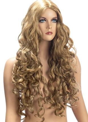 Длинные кудрявые волнистые локоны блонд светлые русые челка парик world wigs angele long blonde