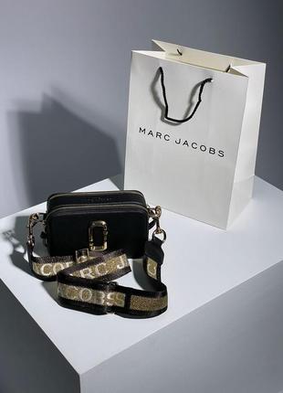 Женская черная с золотом сумка через плечо marc jacobs 🆕маленька сумка кросс боди 3