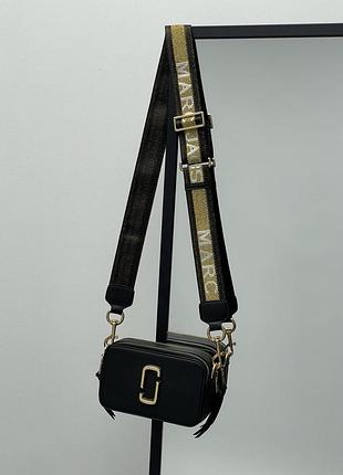 Женская черная с золотом сумка через плечо marc jacobs 🆕маленька сумка кросс боди 5