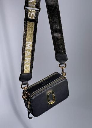 Женская черная с золотом сумка через плечо marc jacobs 🆕маленька сумка кросс боди 2