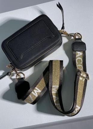 Женская черная с золотом сумка через плечо marc jacobs 🆕маленька сумка кросс боди 6