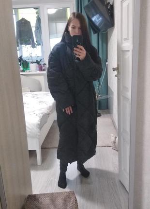 Крутое брендовое пальто na-kd стеганое черное9 фото