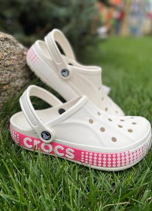 Сабо крокс crocs bayaband logo motion білі логотип crocs