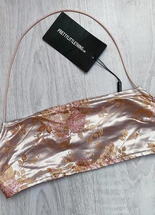 Сатиновый топ кроп лиф xxs 4 pretty little thing