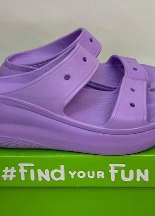 Шльопанці крокс на платформі лавандові бузкові classic crush sandal