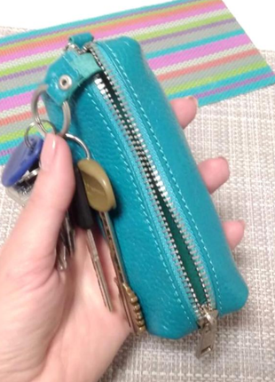 Ключниця натуральна шкіра бірюза