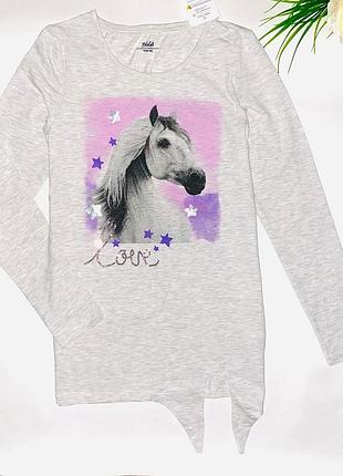 Реглан котоновий сірого кольору, з паєтками та принтом. /:бренд: yigga //розмір: 158/164