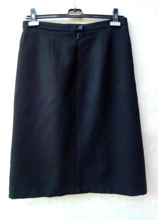 Чёрная винтажная базовая теплая шерстяная юбка миди🖤6 фото