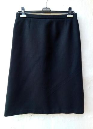 Чёрная винтажная базовая теплая шерстяная юбка миди🖤2 фото