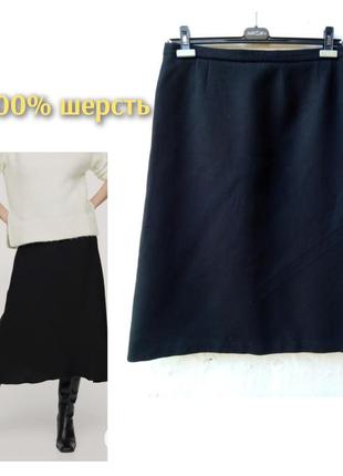 Чёрная винтажная базовая теплая шерстяная юбка миди🖤1 фото