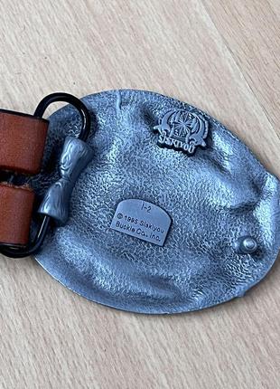 Винтажный кожаный ремень siskiyou 1995 made in mexico usa с гравировкой лапы медведя...