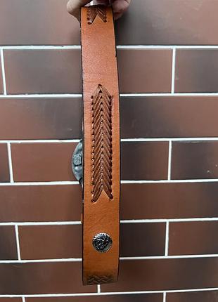 Винтажный кожаный ремень siskiyou 1995 made in mexico usa с гравировкой лапы медведя...