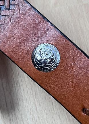 Винтажный кожаный ремень siskiyou 1995 made in mexico usa с гравировкой лапы медведя...