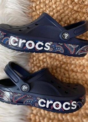 Сабо кроксы женские crocs оригинал bayaband bandana navy синие витраж сині темні