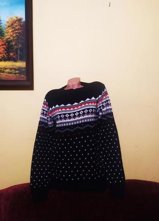Мегакрутезний мужський чорний світер светр свитер в новорічному стилі 10-14 років. 164 см next новий