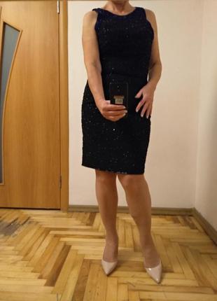 Стильное шифоновое платье расшито бисером. размер 12-141 фото