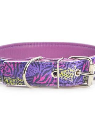 Ошейник кожаный (двойной) с нанесенным орнаментом "fantasy 4" ширина 25 мм, длина 32-42 см