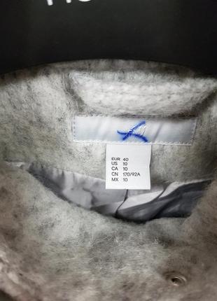 Шерстяное теплое серое пальто на молнии h&m 40.m5 фото