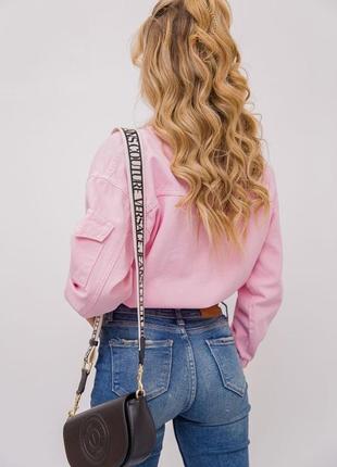 Tally weijl брендова фірмова жіноча джинсовка натуральна котонова хлопкова джинсова сорочка рубашка куртка на замку рожева укорочена коротка2 фото