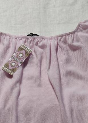 Женская однотонная блуза с поясом boohoo, размер l, нежно розовый3 фото