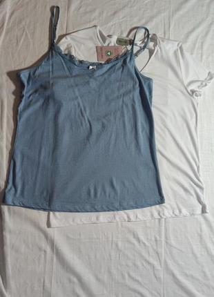 Комплект 2 шт футболка и майка blue motion, размер m (40/42), белый и голубой
