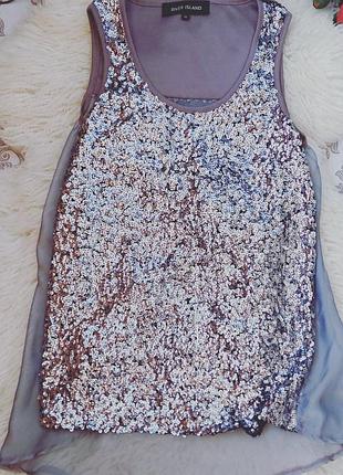 Шикарная блуза новогодняя нарядная в пайетки с шифоном