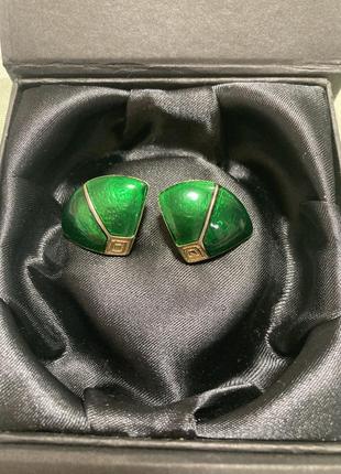 Серьги пусеты винтаж англия 1970е  перегородчатая эмаль
