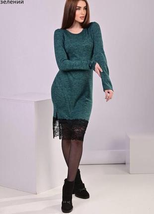 Жіноча сукня ангора з мереживом  42-441 фото