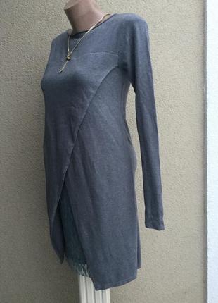 Комбінований,трикотаж+мереживо,гіпюр сукня туніка,маленький розмір5 фото