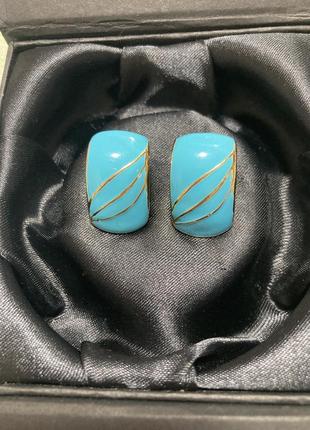 Серьги винтаж эмаль англия 1978
