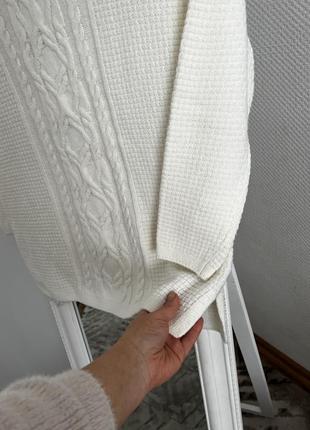 Білий теплий светр під шию. для новорічної фотосесії. в'язаний светр.2 фото