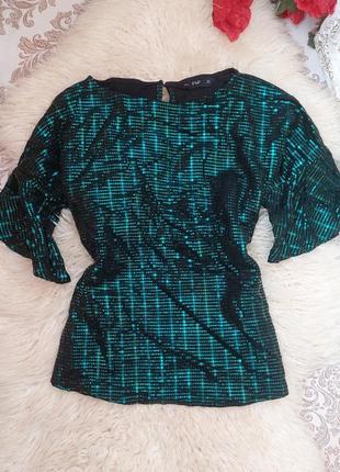 Новогодняя блестящая в пайетку блуза шикарная вечерняя