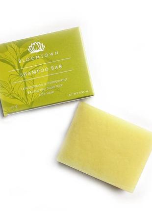 Брусковый шампунь с мятой и лемонграссом bloomtown balancing shampoo bar peppermint & lemongrass 95g1 фото