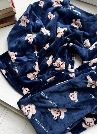 Тепла махрова піжама кофта та штани, піжамка махра, махровий костюм для дому