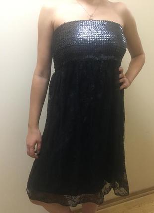 Розпродаж! нове чорне плаття супер з фаетками m(46)2 фото