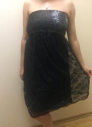 Розпродаж! нове чорне плаття супер з фаетками m(46)3 фото