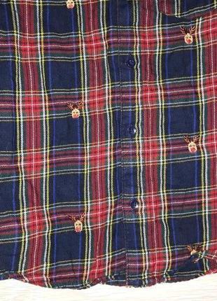 Сорочка у шотландську клітку з вишивкою next на 9 років4 фото