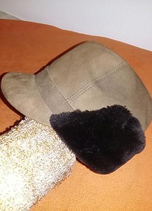 Зимова шкіряна  кепка з вухами. швейцарія1 фото