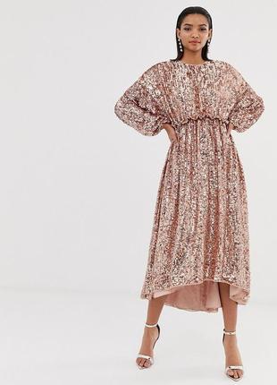 Эксклюзивное платье обшитое золотыми пайетками asos edition